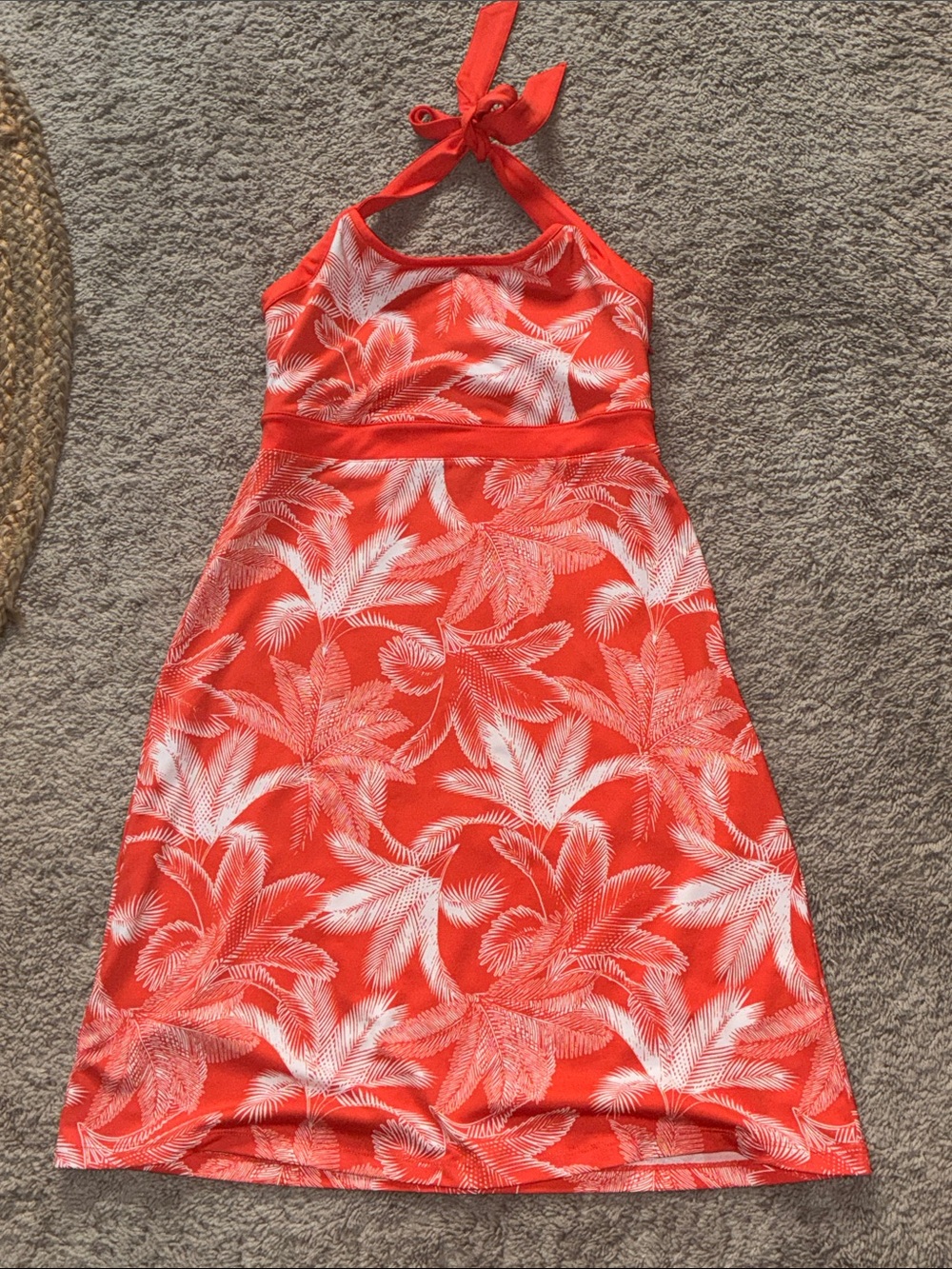 Orange  Talbots Halter Tropical Print Women’s Dress